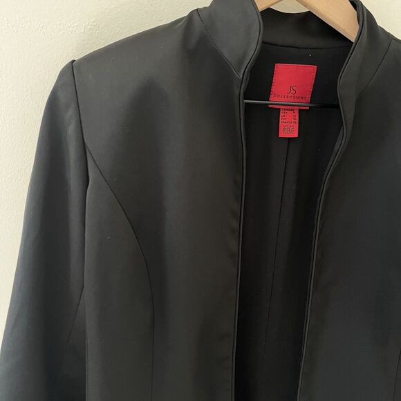 JS Collection Black Short Jacket Blazer Satin - Size 8 - Picture 2 of 7